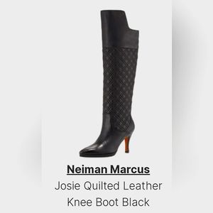Neiman Marcus JOSIE Black Quilted Leather Knee High Tall Boots Sz 9M